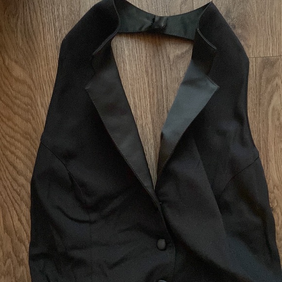 Betsy Johnson Luxe Halter Button Up Tuxedo Dress - Picture 9 of 12